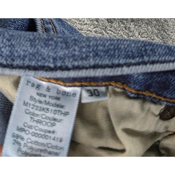 Rag & Bone Fit 2 Slim Jeans Mens 30x27.5 Blue Stretch Button Fly Made USA Denim - Picture 12 of 13